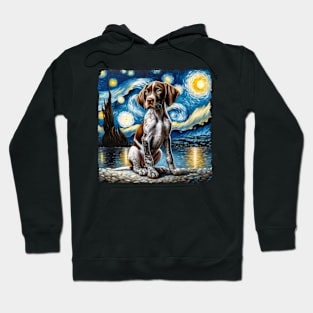 Starry German Shorthaired Pointer Portrait - Dog Portrait Hoodie